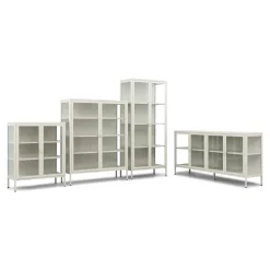 Nimara Herman glas skænk/vitrineskab - Beige metal 80x40x105 cm* Vitrineskabe|Vitrineskabe