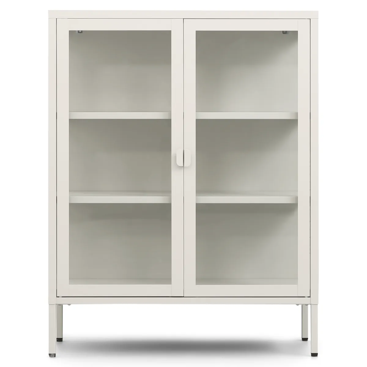 Nimara Herman glas skænk/vitrineskab - Beige metal 80x40x105 cm* Vitrineskabe|Vitrineskabe
