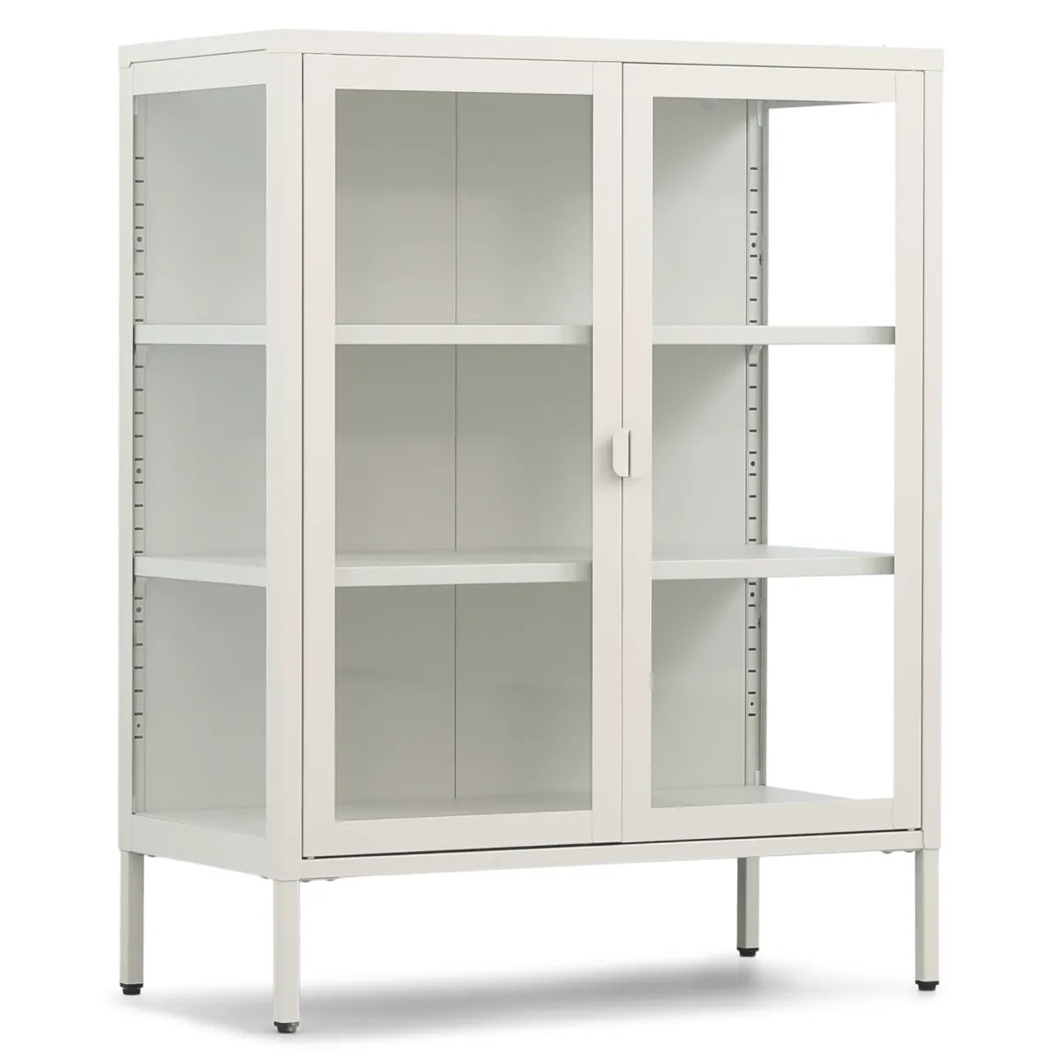 Nimara Herman glas skænk/vitrineskab - Beige metal 80x40x105 cm* Vitrineskabe|Vitrineskabe