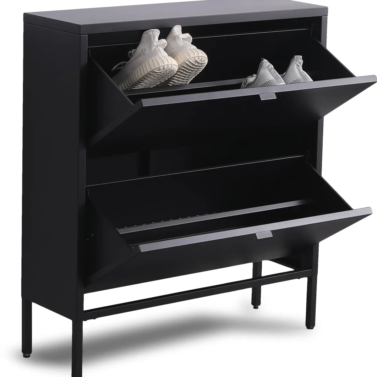 Nimara Herman Skoskab - Sort metal med 2 rum - 80x26x89 cm* Skoskabe|Skoskabe