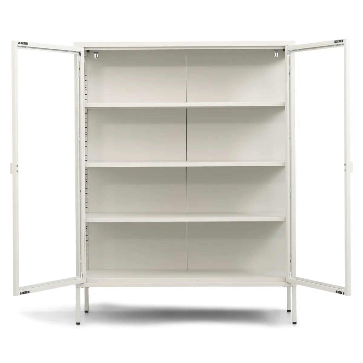 Nimara Herman Vitrineskab - Beige metal/glas - 110x40x140 cm* Vitrineskabe|Vitrineskabe
