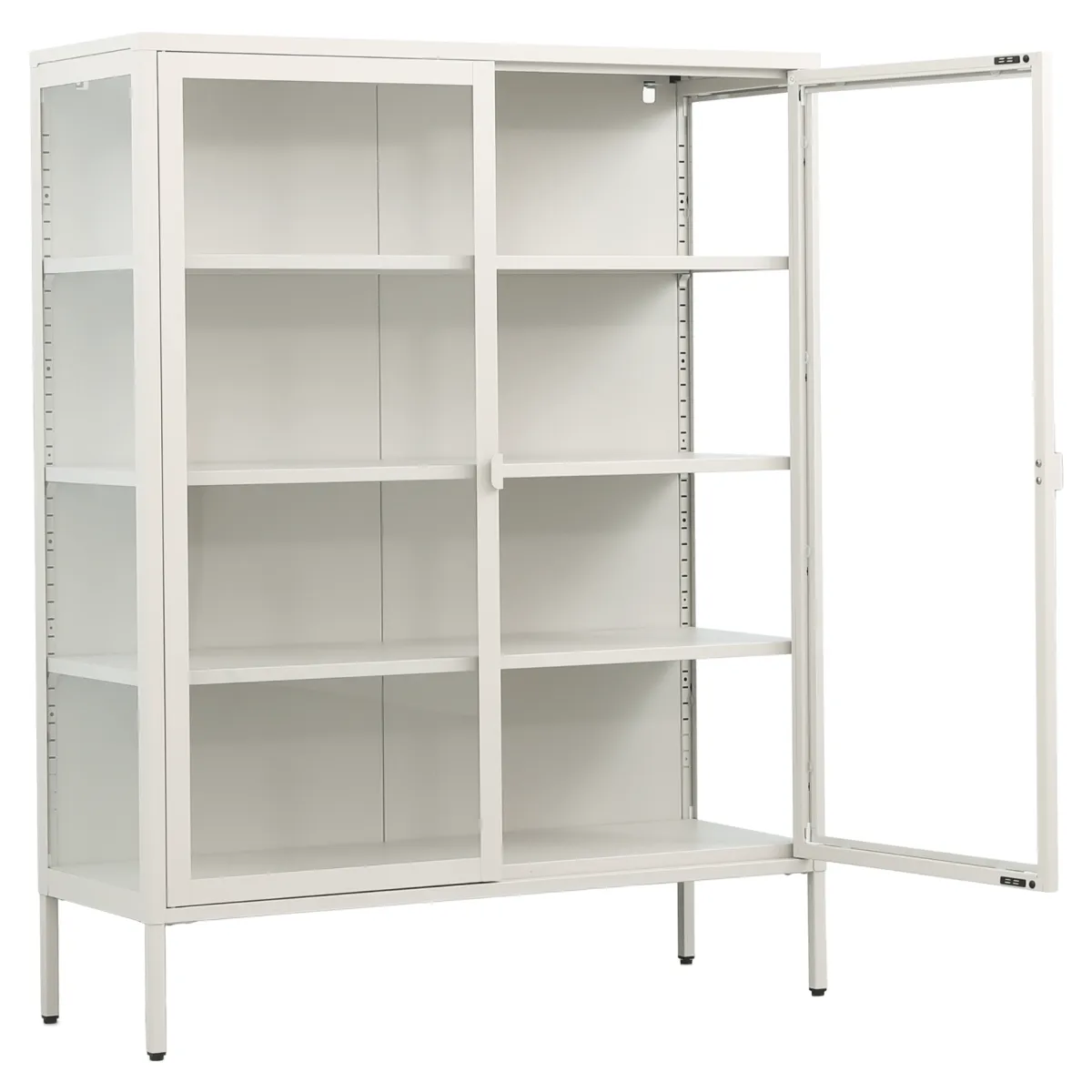 Nimara Herman Vitrineskab - Beige metal/glas - 110x40x140 cm* Vitrineskabe|Vitrineskabe