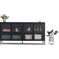 Nimara Herman Vitrineskab - Sort metal/glas - 170x40x85 cm* Vitrineskabe|Vitrineskabe