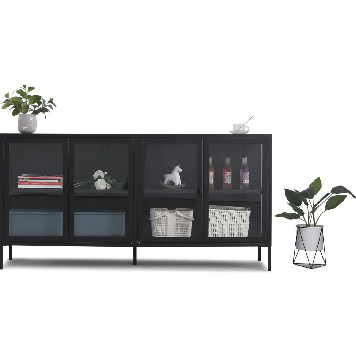 Nimara Herman Vitrineskab - Sort metal/glas - 170x40x85 cm* Vitrineskabe|Vitrineskabe