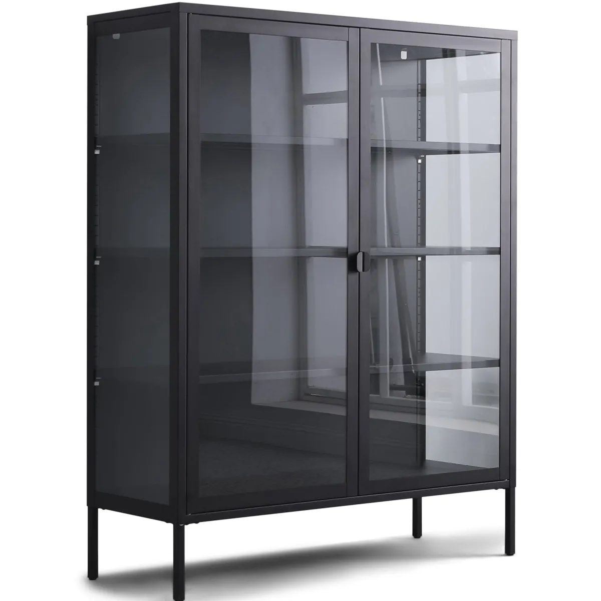Nimara Herman Vitrineskab - Sort metal/glas - 110x40x140 cm* Vitrineskabe|Vitrineskabe