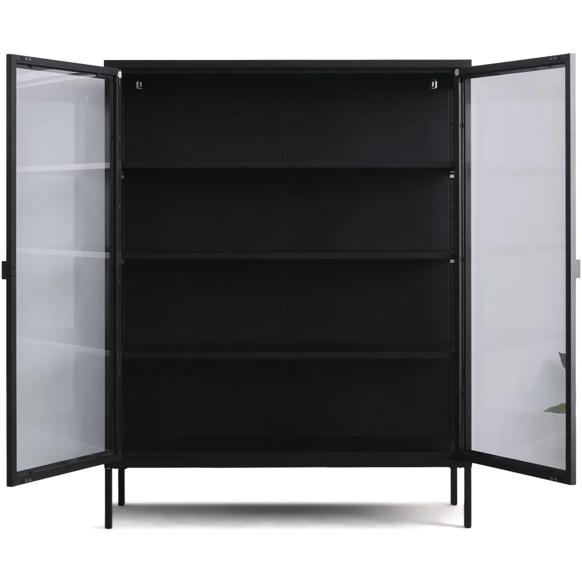 Nimara Herman Vitrineskab - Sort metal/glas - 110x40x140 cm* Vitrineskabe|Vitrineskabe