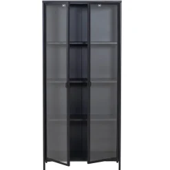 Nimara Herman Vitrineskab - Sort metal/glas - 80x40x180 cm* Vitrineskabe|Vitrineskabe