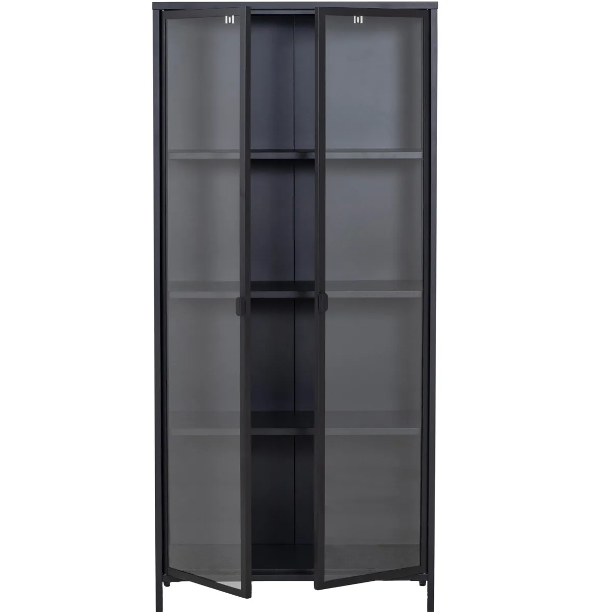 Nimara Herman Vitrineskab - Sort metal/glas - 80x40x180 cm* Vitrineskabe|Vitrineskabe