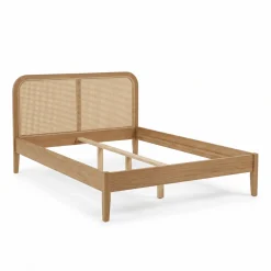Nimara Jamie sengeramme i eg med sengegavl i rattan flet 140x200 cm* Sengerammer|Alle Senge