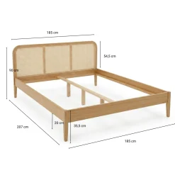 Nimara Jamie sengeramme i eg med sengegavl i rattan flet 180x200 cm* Sengerammer|Alle Senge