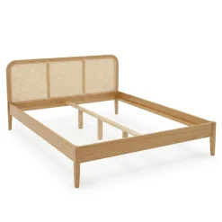 Nimara Jamie sengeramme i eg med sengegavl i rattan flet 180x200 cm* Sengerammer|Alle Senge
