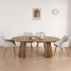 Nimara Jenna spisebordstol - beige tekstil med egelook* Spisebordsstole