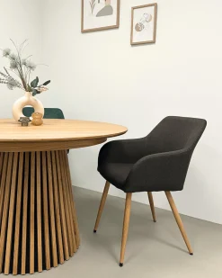Nimara Jenna spisebordstol - brun tekstil med egelook* Spisebordsstole