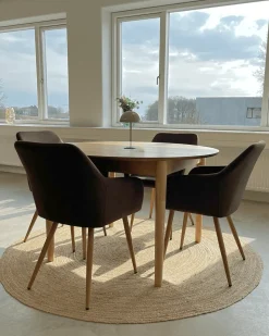 Nimara Jenna spisebordstol - brun tekstil med egelook* Spisebordsstole
