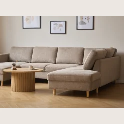 Nimara Jennifer venstrevendt u-sofa i sand med chaiselong - L: 300 x D: 208 x H: 82 cm* Sofaer
