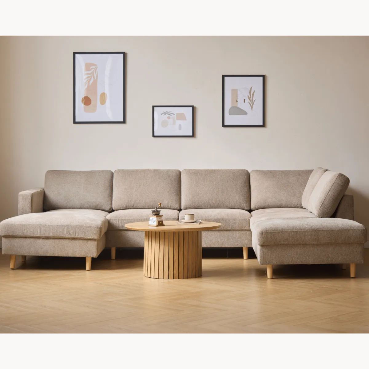 Nimara Jennifer venstrevendt u-sofa i sand med chaiselong - L: 300 x D: 208 x H: 82 cm* Sofaer