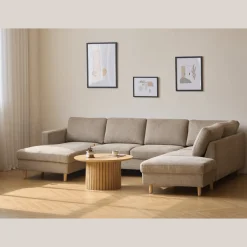 Nimara Jennifer venstrevendt u-sofa i sand med chaiselong - L: 300 x D: 208 x H: 82 cm* Sofaer
