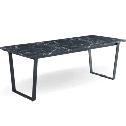 Nimara Karl spisebord i mat sort med marmor look - 210 x 90 cm* Spiseborde