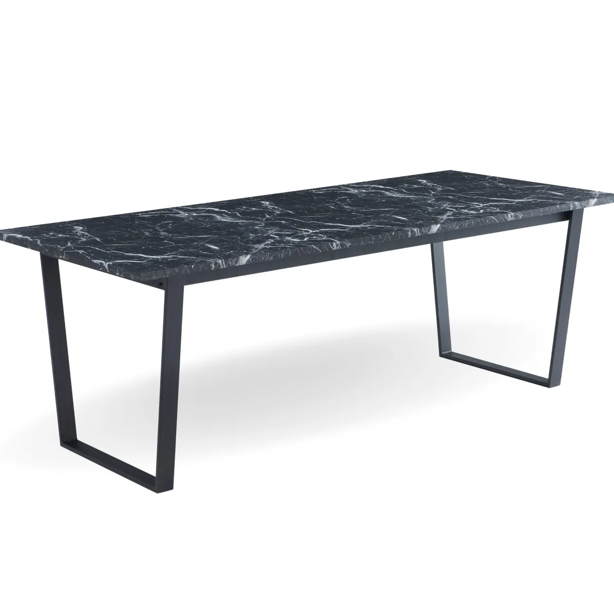 Nimara Karl spisebord i mat sort med marmor look - 210 x 90 cm* Spiseborde
