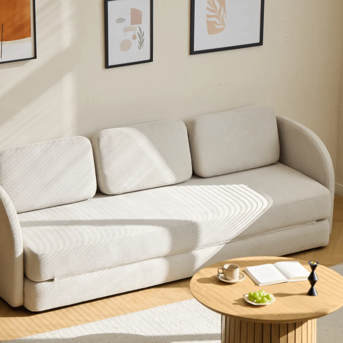 Nimara Katarina foldbar sovesofa beige L: 217 x D: 77/145 x H: 75 cm* Sofaer|Sovesofaer