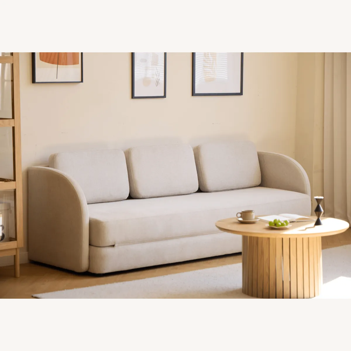 Nimara Katarina foldbar sovesofa beige L: 217 x D: 77/145 x H: 75 cm* Sofaer|Sovesofaer