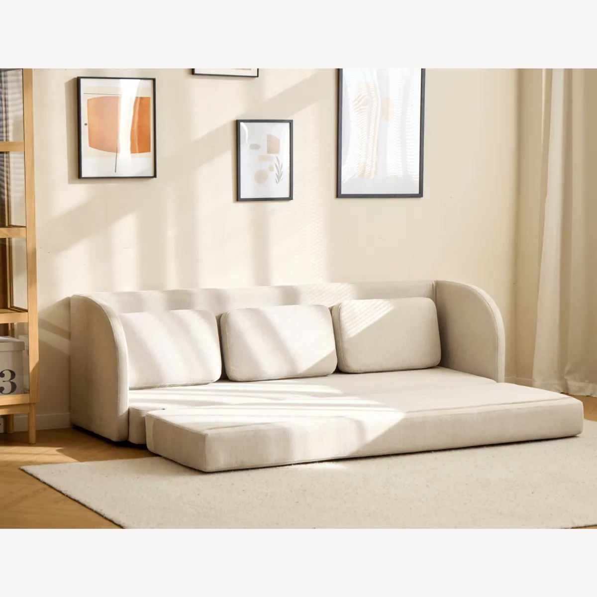 Nimara Katarina foldbar sovesofa beige L: 217 x D: 77/145 x H: 75 cm* Sofaer|Sovesofaer