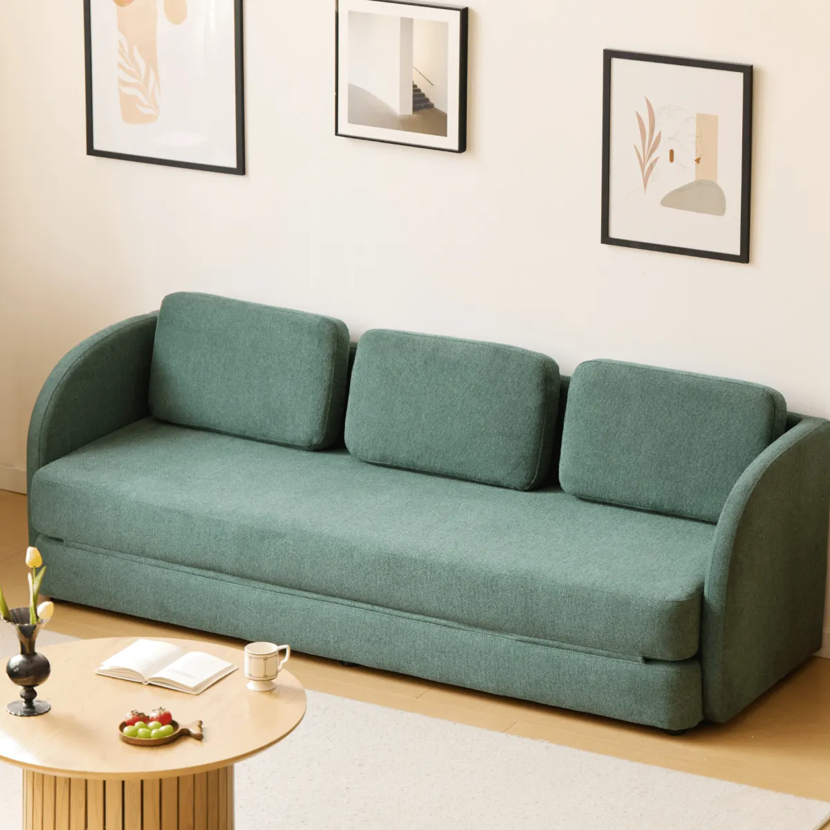 Nimara Katarina foldbar sovesofa grøn L: 217 x D: 77/145 x H: 75 cm* Sofaer|Sovesofaer