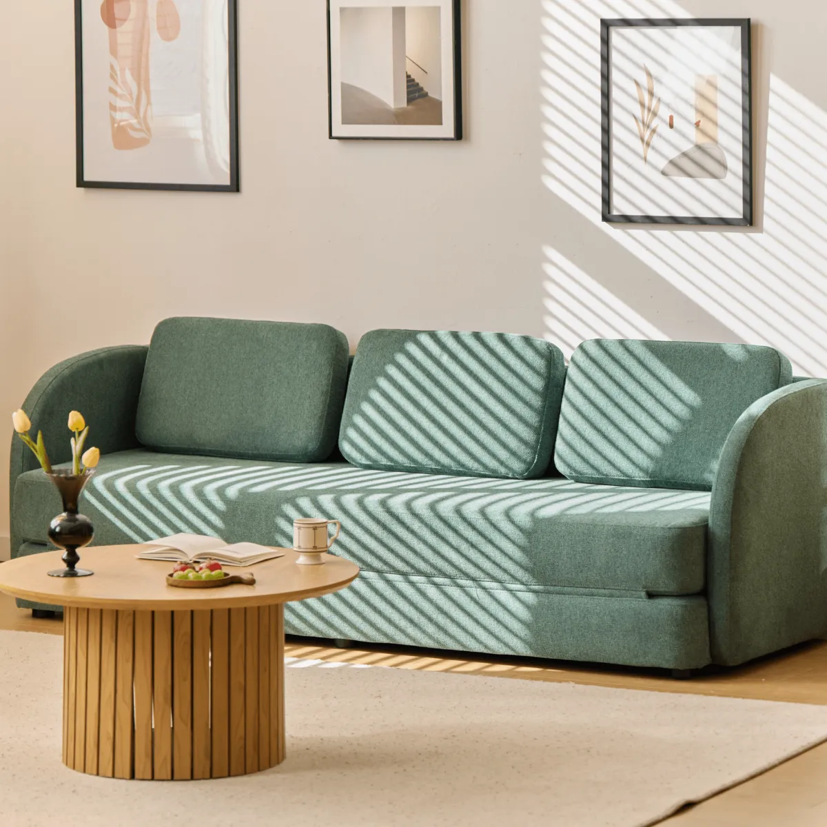 Nimara Katarina foldbar sovesofa grøn L: 217 x D: 77/145 x H: 75 cm* Sofaer|Sovesofaer
