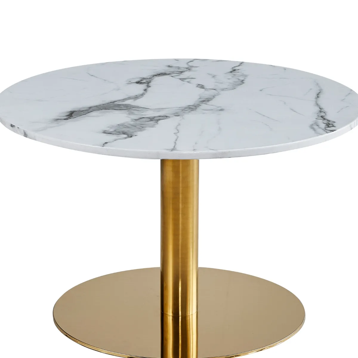 Nimara Lazio rundt sofabord i hvid marmor look med guld/messing ben Ø70 cm* Sofaborde