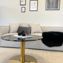 Nimara Lazio rundt sofabord i sort marmor look med guld ben - Ø70 cm* Sofaborde