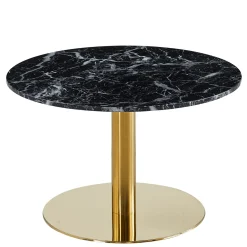 Nimara Lazio rundt sofabord i sort marmor look med guld ben - Ø70 cm* Sofaborde
