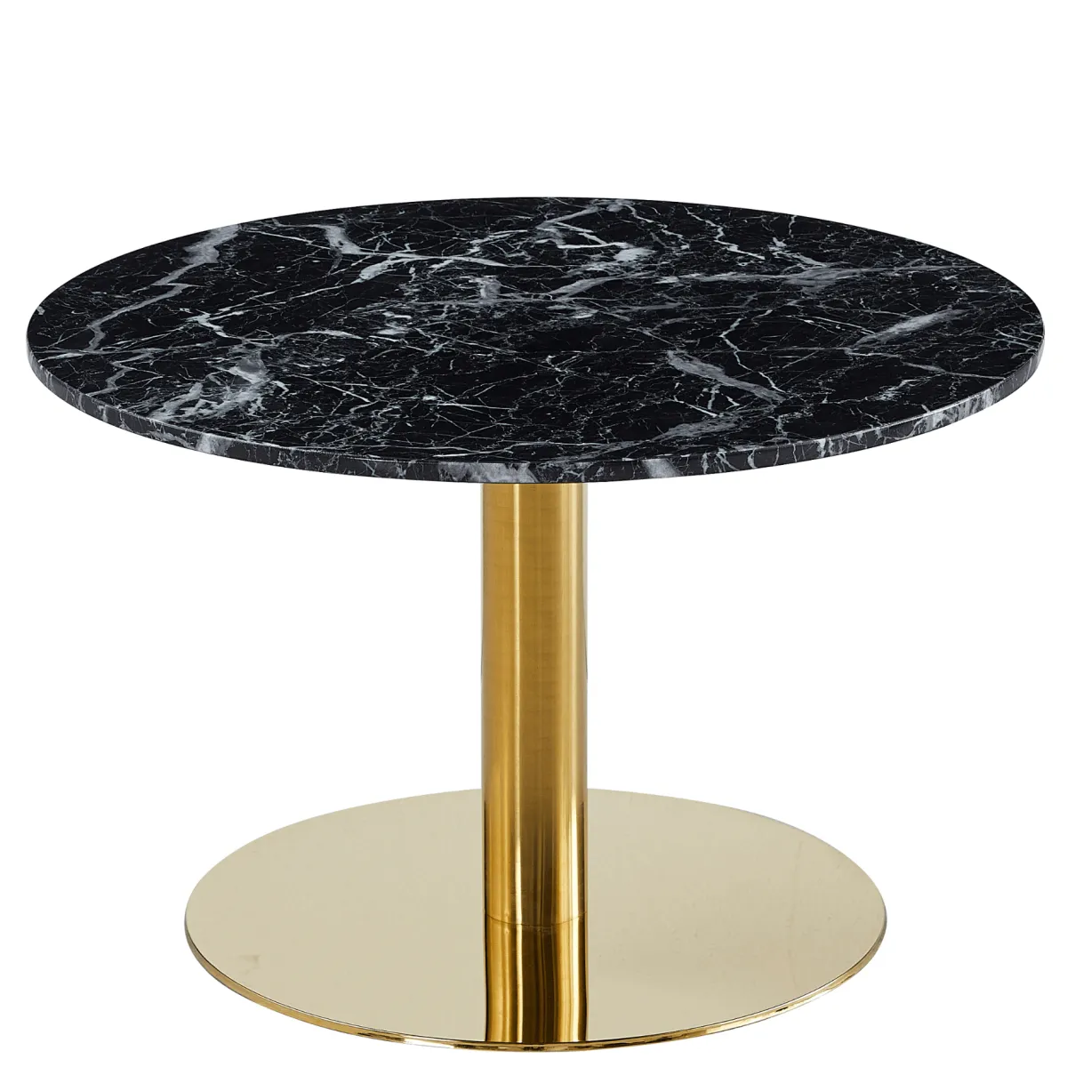 Nimara Lazio rundt sofabord i sort marmor look med guld ben - Ø70 cm* Sofaborde