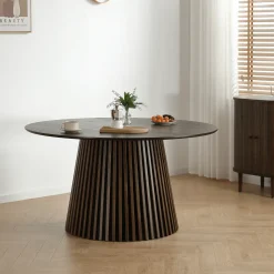 Nimara Lewis - Lamel rundt Spisebord I røget Egefiner Ø140 cm* Spiseborde