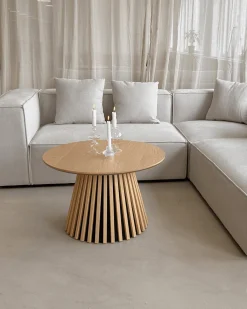 Nimara Lewis lamel sofabord naturlig egelook Ø70 cm* Sofaborde