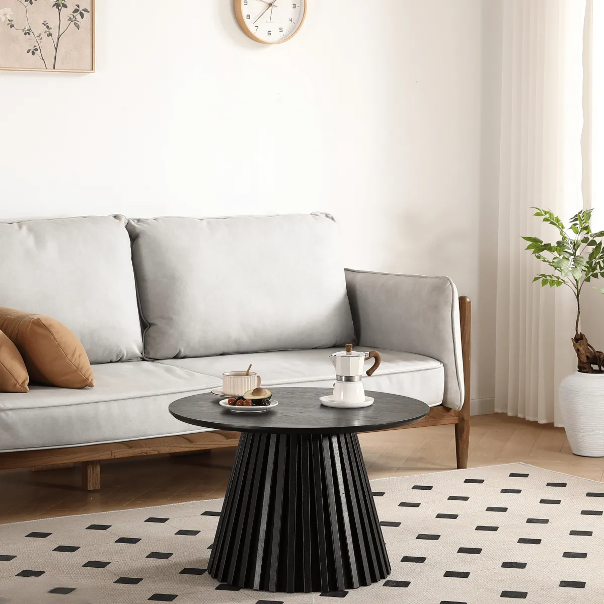 Nimara Lewis lamel sofabord sort Ø70 cm* Sofaborde