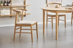Nimara Lizzie spisebordsstol i bøg med polstret sæde i beige* Spisebordsstole