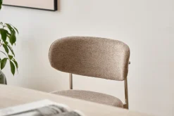 Nimara Lucinda spisebodsstol i chrome med sand tekstil* Spisebordsstole