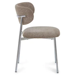 Nimara Lucinda spisebodsstol i chrome med sand tekstil* Spisebordsstole
