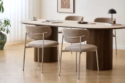 Nimara Lucinda spisebodsstol i chrome med sand tekstil* Spisebordsstole