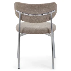 Nimara Lucinda spisebodsstol i chrome med sand tekstil* Spisebordsstole