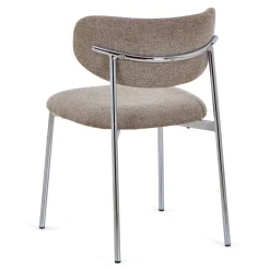 Nimara Lucinda spisebodsstol i chrome med sand tekstil* Spisebordsstole
