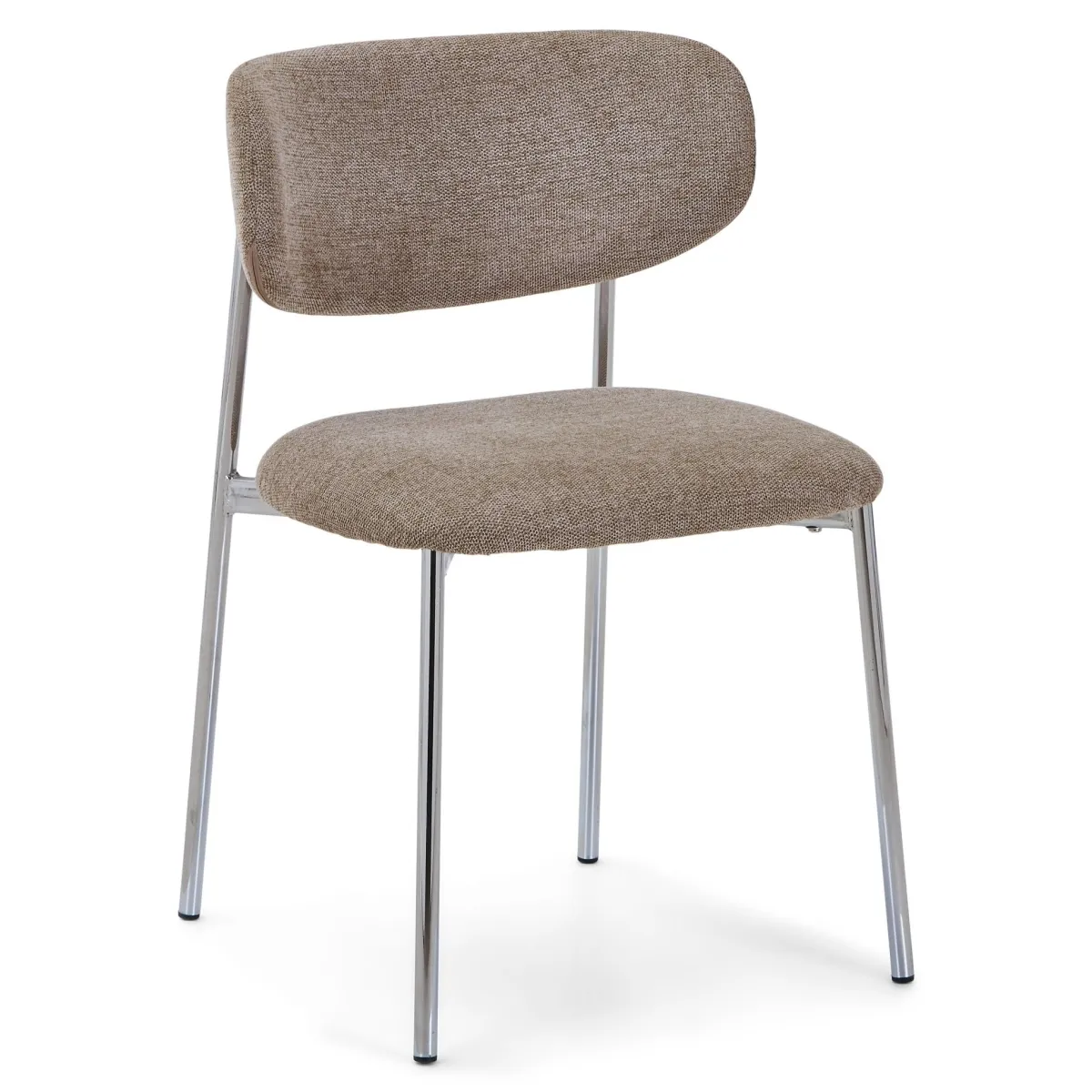 Nimara Lucinda spisebodsstol i chrome med sand tekstil* Spisebordsstole