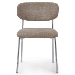 Nimara Lucinda spisebodsstol i chrome med sand tekstil* Spisebordsstole