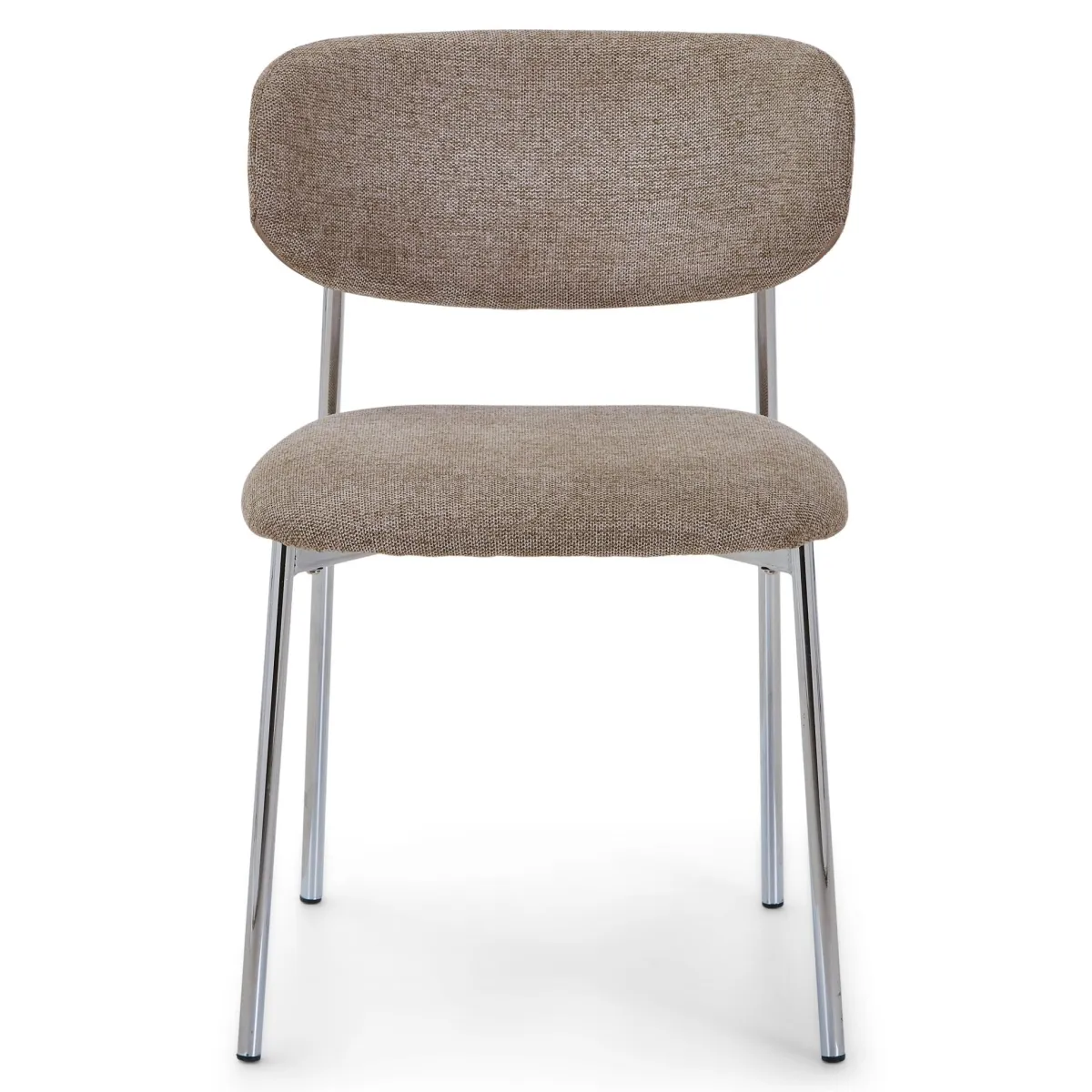 Nimara Lucinda spisebodsstol i chrome med sand tekstil* Spisebordsstole