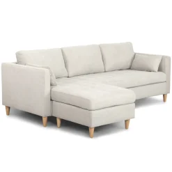 Nimara Lulu - Højrevendt og venstrevendt vendbar chaiselong sofa lys beige - L: 215 x D: 82 x H: 78 cm* Sofaer