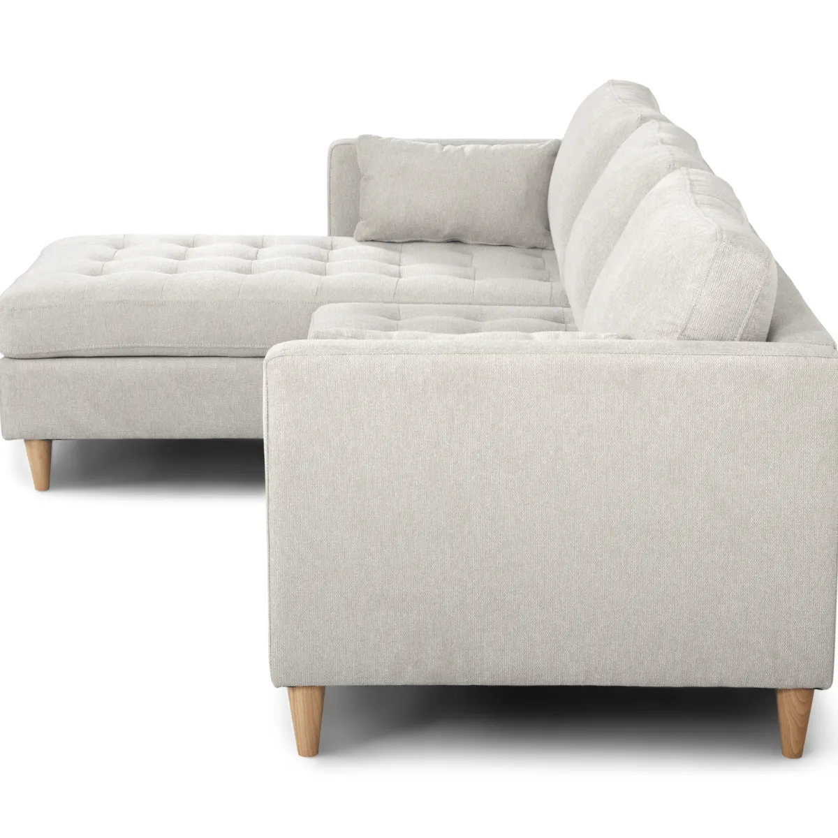 Nimara Lulu - Højrevendt og venstrevendt vendbar chaiselong sofa lys beige - L: 215 x D: 82 x H: 78 cm* Sofaer