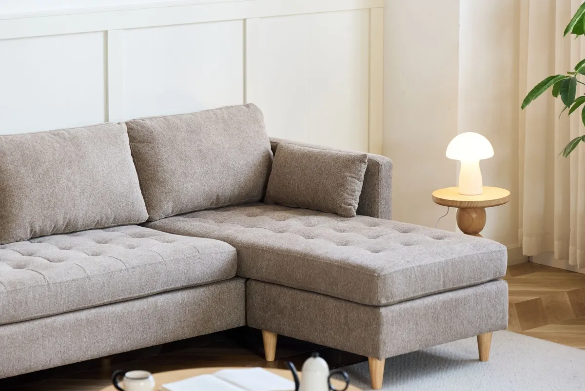 Nimara Lulu - Højrevendt og venstrevendt vendbar chaiselong sofa i sand - L: 215 x D: 82 x H: 78 cm* Sofaer