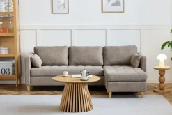 Nimara Lulu - Højrevendt og venstrevendt vendbar chaiselong sofa i sand - L: 215 x D: 82 x H: 78 cm* Sofaer