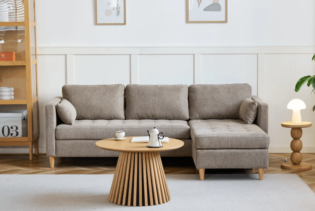 Nimara Lulu - Højrevendt og venstrevendt vendbar chaiselong sofa i sand - L: 215 x D: 82 x H: 78 cm* Sofaer