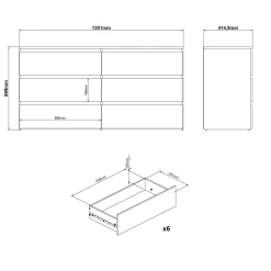 Nimara Maise kommode H:70 x B:138 x B:41 cm med 6 skuffer i hvid* Kommoder|Kommoder